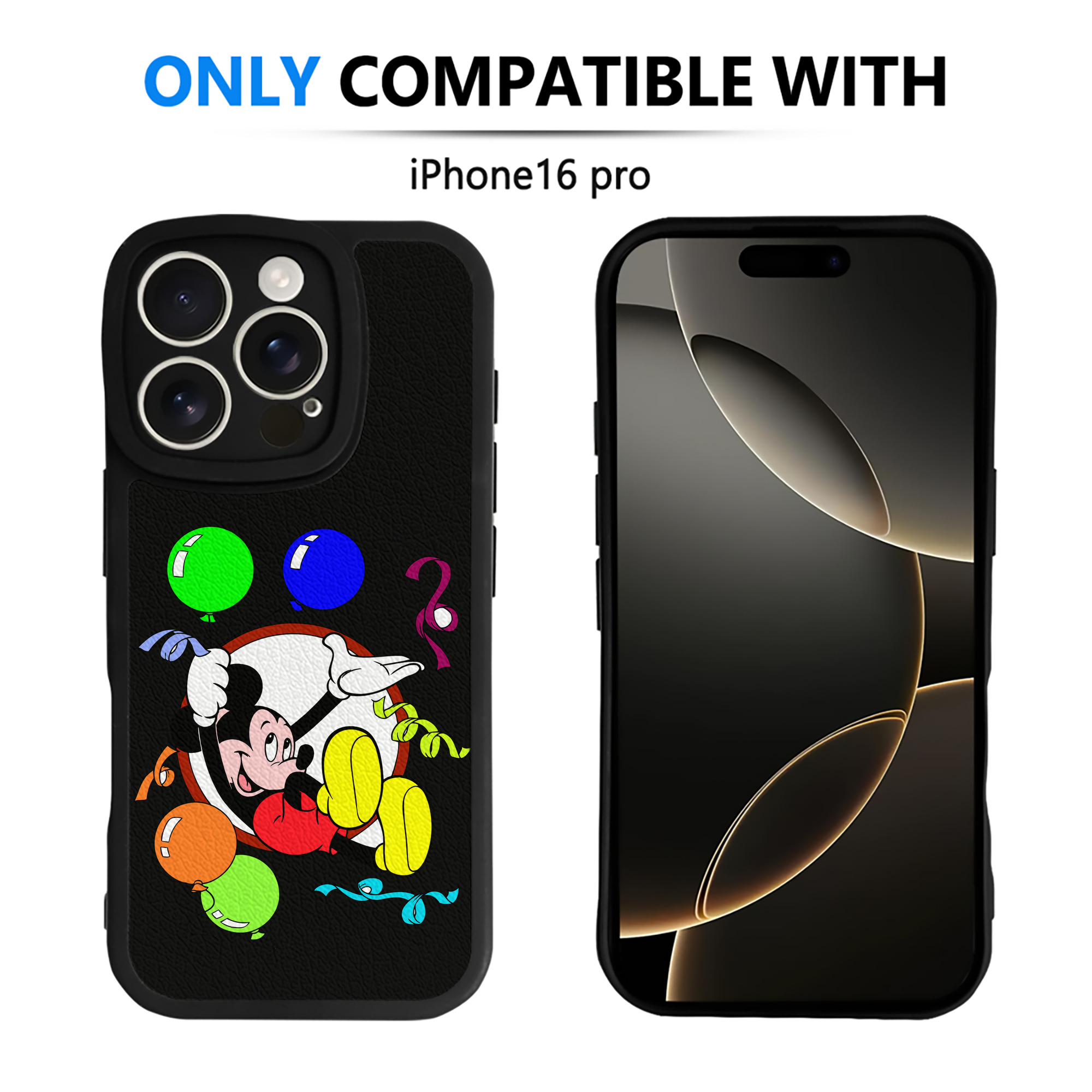 （画像用） ミッキーマウス Mickey Mouse 【iPhone 16シリーズ対応】シリコンスマホケース（レザー調） 材質：シリコン